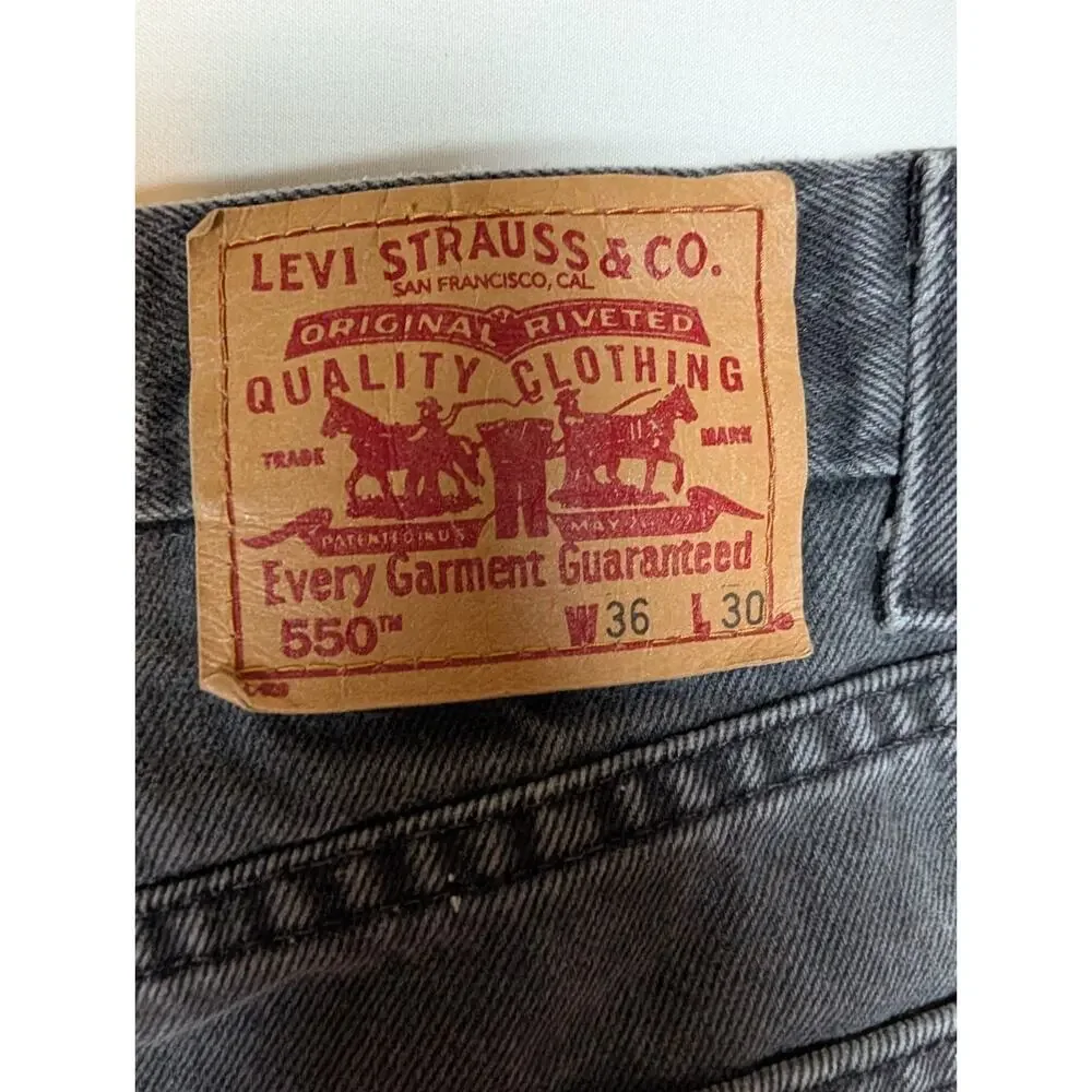 Levi’s 550 Relaxed Fit Jeans Light Wash Black Mens 36 x 30 90s Streetwear Y2K